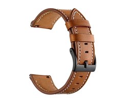 Bruine PU Lederen Horlogeband 22mm - PU Leer, Quick Release, Geschikt voor Smartwatch en analoge horloges bijvoorbeeld Garmin, Seiko, Fossil & Meer