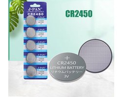 CR2450 Lithium Knoopcel Batterij 3V - Energiebron voor Kleine Elektronische Apparaten - Blister -5 Stuks