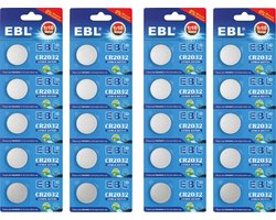 EBL 20-Pack CR2032 Knoopcel Batterij - Lithium 3v CR2032