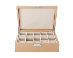 Emilie collection - horlogedoos - beige - luxe opbergdoos voor 10 horloges - maat medium