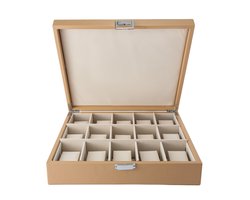 Emilie collection - horlogedoos - beige - luxe opbergdoos voor 15 horloges - maat large