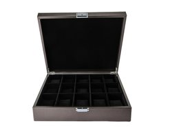 Emilie collection - horlogedoos - metallic zilver - luxe opbergdoos voor 15 horloges - maat large