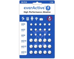 Everactive Mini Alkaline Batterijen 30 Stuks Voor Horloges En Medische Apparaten