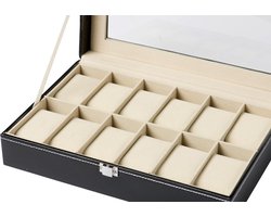 Horlogebox - Zwart - Geschikt voor 12 horloges
