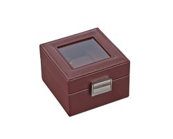 Horlogedoos voor heren - met glazen deksel - 1 horlogevak - bruin