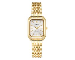 Kraftverdia Dames Horloge - 27mm Wit/Goud - Duidelijk - Goed Leesbaar -Horloges voor Vrouwen & Meisjes - Polshorloge - Uurwerk - Quartz - met Cadeauverpakking