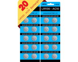 lr1130 Batterij - ag10 batterijen - 20 Batterijen - AG10 - LR1130 - lr1130 knoopcelbatterij - AG10 knoopcelbatterij Knoopcel Batterijen