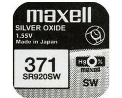 Maxell 371 / SR920SW zilveroxide knoopcel horlogebatterij 2 (twee) stuks