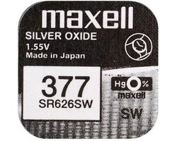 Maxell 377 / SR626SW zilveroxide knoopcel horlogebatterij 1 stuks