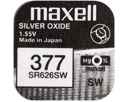 MAXELL 377 / SR626SW zilveroxide knoopcel horlogebatterij 2 (twee) stuks