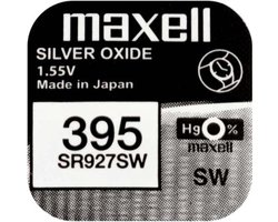MAXELL 395 / SR927SW zilveroxide knoopcel horlogebatterij 2 (twee) stuks