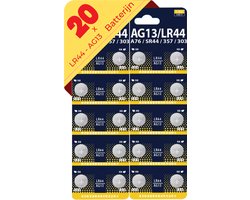 Maxenza LR44 Batterij - AG13 Batterij - 20 Batterijen - A76 Knoopcel Batterijen 1.5V V13GA
