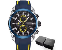 Megir Heren Militaire Sport Horloges Mannen Waterdicht Mode Blauw Siliconen Band Polshorloge Man Luxe Topmerk Lichtgevende Horloge