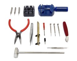 MMOBIEL 16-delige Professioneel Horlogemaker Sieradenreparatie Toolkit - incl. Horloge Band Pin Link Verwijderaar, Achterkant Opener Schroefmoersleutel - voor Horloge Reparaties en Plaatsen van de Batterijen