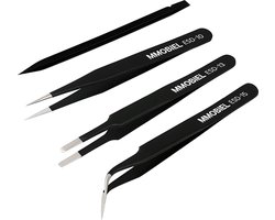 MMOBIEL 3x Pincettenset Industriële Precisie ESD Pincet Antistatisch Roestvrij Staal voor Elektronica Gereedschap, Sieraden, Computer, Laboratorium Werk, Knutselen en Hobby's etc.