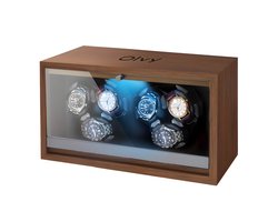 Olvy Time - Watchwinder Hout - 6 Horloges - Horloge Opwinder - Horloge Winder - Met LED Verlichting