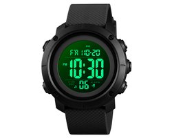 Sporthorloge - Horloge Heren - Countdown - Stopwatch - Dual Time - Zwart