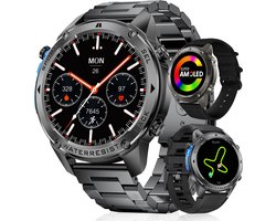 Synyq GPS Pro - GPS Smartwatch Heren - 53mm - AMOLED Scherm - 3 Bandjes - 5ATM Waterdicht - Belfunctie - 170+ Sportmodi - Stappenteller - Hartslag, Slaapmeter, SpO2 - Smartwatch Heren - Sport Horloge - IOS & Android