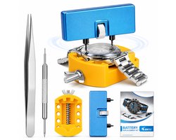 Tolvia Horlogekast Opener Set - Verstelbare Horloge Achterdeksel Opener met Horlogehouder - Gereedschap voor Batterij Vervangen & Reparatie - Oranje