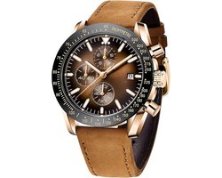 Tyme Florence Heren Horloge - 45mm Bruin/Bruin - Horloges voor Mannen - Polshorloge - Uurwerk - met Cadeauverpakking