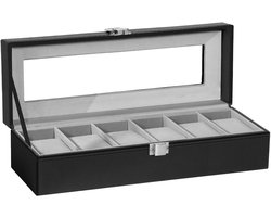 Uten Horlogedoos - Luxe Horloge Box - Geschikt voor Horloges en Sieraden - 6 vakken - Grijs