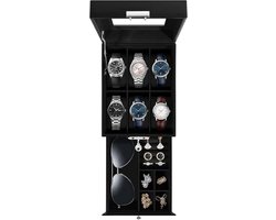 Uten Luxe Horloge Box - Sieraden/Brillen Doos - Zonnebrillen Opbergdoos - Mannen/Heren - Zwart