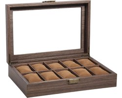 Uten Luxe HorlogeBox - Horlogedoos Heren & Dames - Sieradendoos - 10 vakken - Houtnerf