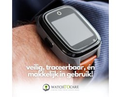 WatchToCare WTC45 - Smartwatch - GPS Tracker - GPS Horloge Ouderen - Alarm Horloge - SOS Horloge - Valdetectie - Alzheimer - Dementie - Alarmknop - Garantie 1 jr - Noodknop - Lebara Sim met €5 tegoed - Géén abonnement nodig - Horloge Band Zwart Leer