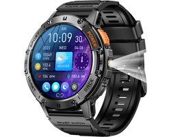 WizBay Premium Select® 1.43inch Amoled Sport Smartwatch Dames Heren - Android en iOS - IP68 - LED Zaklamp - Bluetooth Bellen - Hartslag & Slaap Monitor - Bloeddruk & Bloedzuurstofmeting - Multiple 60+ Sport Modi - Smartwatches - Zwart