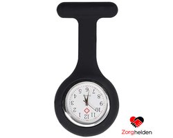 Zorghelden® Zusterhorloge Zwart - Verpleegkundige horloge - Verpleegkundige accessoires - Zusterhorloge siliconen - Verpleegstershorloge - Verpleegkundige cadeau