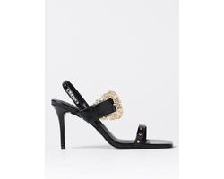 Baroque Buckle Sandals High Heels Wo - Black