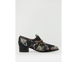 Floral Tapestry Chain Loafers Wo - Multicolor High Heel Shoes