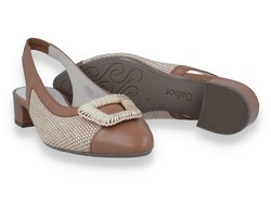 Gabor Dames Slingback Raffia Natur Breedte F | Camel | Maat: 40