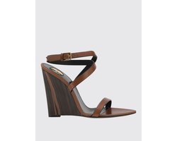 Leather Wedge Sandals with Buckle Wo - Burnt Heels