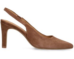 Manfield - Dames - Bruine suède slingbacks - Maat 42