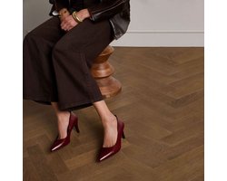 Manfield - Dames - Burgundy lakleren pumps - Maat 38