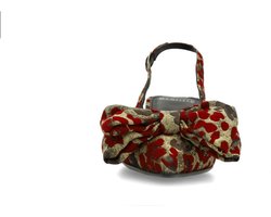 Manfield - Dames - Burgundy leopard slingbacks met strik - Maat 39