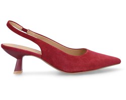 Manfield - Dames - Burgundy suède slingbacks - Maat 39