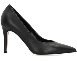 Manfield - Dames - Zwarte leren pumps - Maat 37