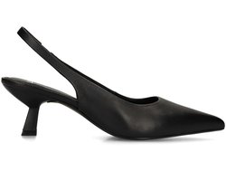 Manfield - Dames - Zwarte leren slingbacks - Maat 38