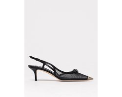 Mesh Slingback Kitten Heels Wo - Black Pumps