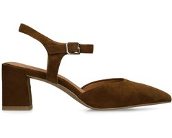 No Stress - Dames - Bruine suède slingbacks - Maat 42