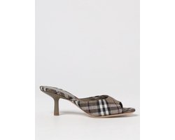 Plaid Kitten Heel Mules Wo - Brown