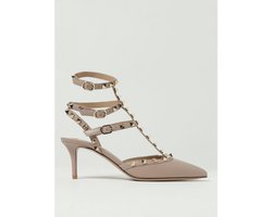 Pointed Toe Heels with Decorative Straps Wo - Blush Pink Pumps