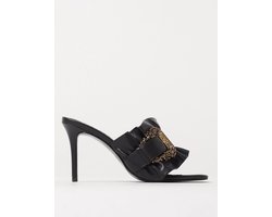 Ruched Buckle High Heel Sandals Wo - Black