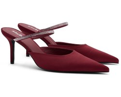 Sacha - Dames - Burgundy pumps met strass bandje - Maat 38