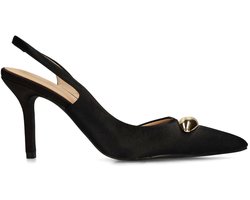 Sacha - Dames - Zwarte slingback pumps met goudkleurig detail - Maat 41