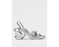 Twins Silver Metallic Sculptural Heels Wo - Grey