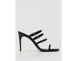 YSL Tribute Sandals Satin Heels Wo - Black