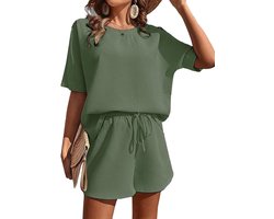 Allecta - Zomeroutfit voor dames met T-shirt en bermudashorts - Effen design - Sportief en chique - Zomerse dameskleding